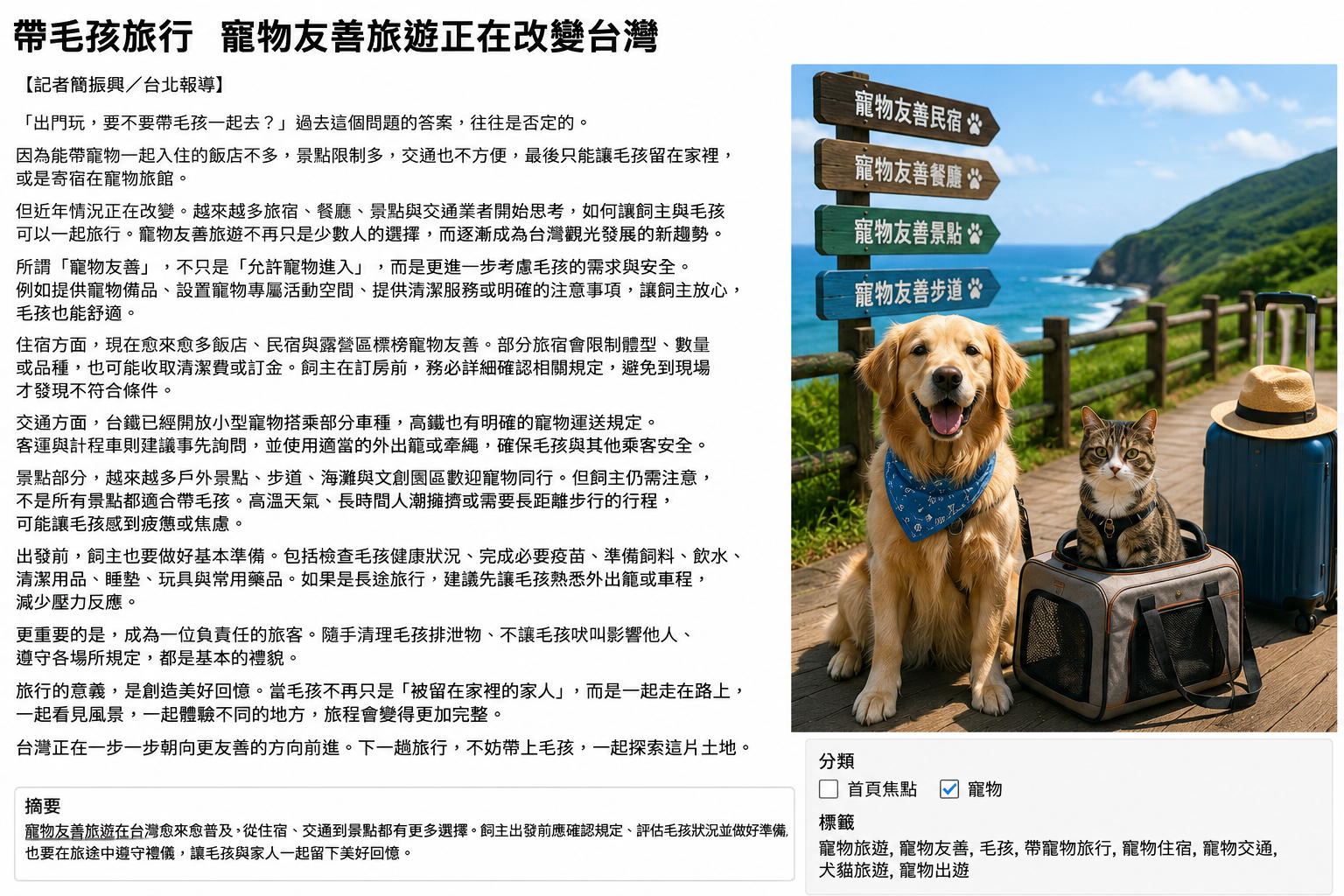 帶毛孩旅行　寵物友善旅遊正在改變台灣